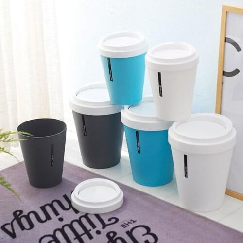 1 Pcs Creative Coffee Cup Shaped Trash Cans Garbage Bins Plastic Household Kitchens Bathrooms Lovely Dustbins 25*16*33.5cm/9L