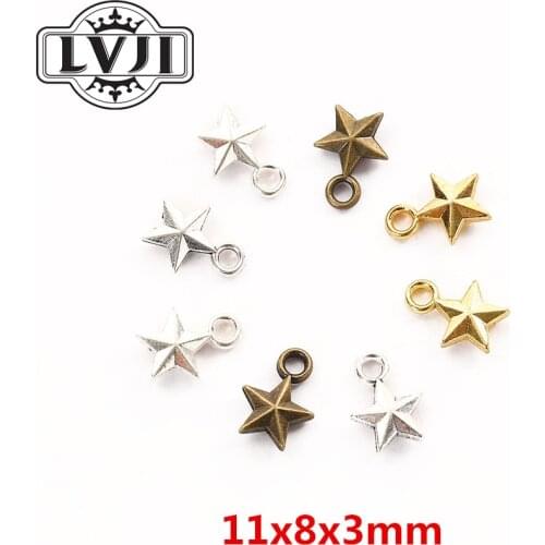 100pcs Vintage zinc alloy charms star pendant fit Bracelet Necklace metal jewelry accessories Making 5980