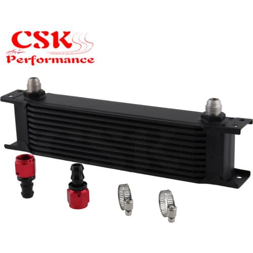 2" ALUMINIUM 8AN OIL COOLER - 10 ROW ENGINE OIL COOLER + AN8 FITTING / HOSE END