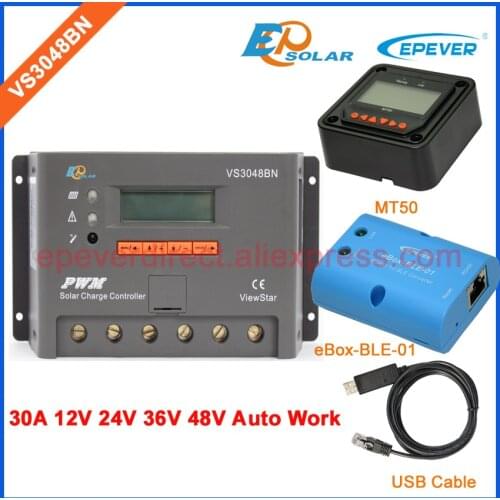 30A controller VS3048BN PWM EPEVER Solar power bank regulator bluetooth function box and USB cable MT50 Meter 12V/24V auto