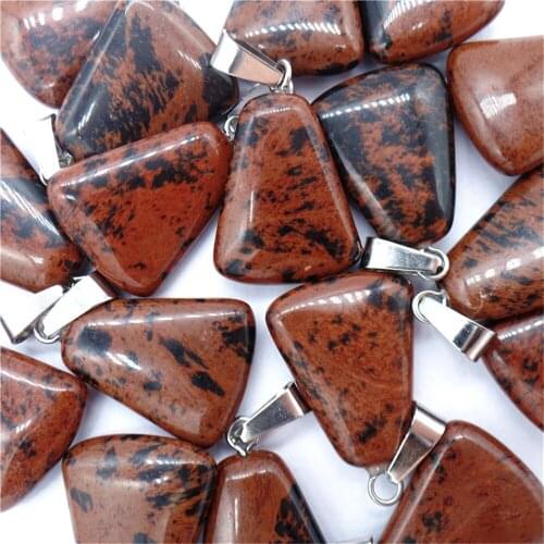 50Pcs 23x17x6mm Wholesale Natural Black&Brown Mahogany Obsidian Trapezoidal Pendant Bead DIY Jewelry Accessories Earrings S535