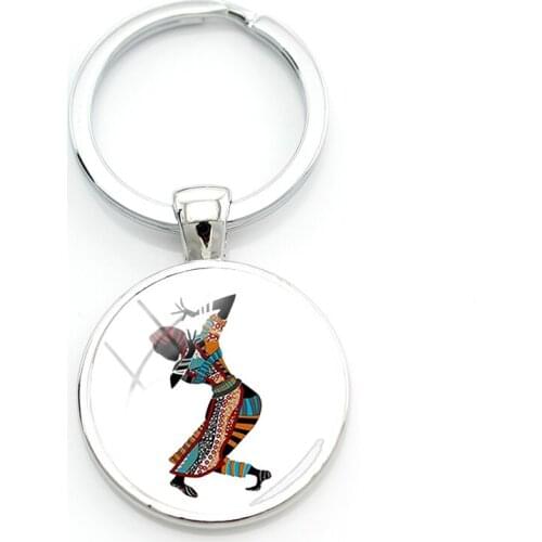 TAFREE African Femme Dancer Photos Keychains Art Paper-Cut 25mm Round Glass Dome Fashion Key Jewelrys For Women Handbag