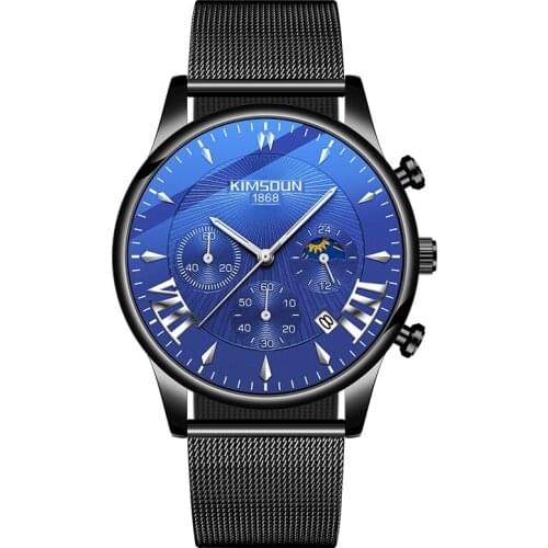 New Mens Business Moon Phase Star Watch Student Fashion Trend Multi-function Quartz Waterproof Watch Explosion Models WA77