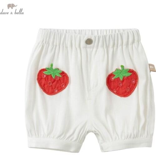 DB17452 dave bella summer baby girls fashion cartoon appliques shorts children kids girl cute pants infant toddler trousers