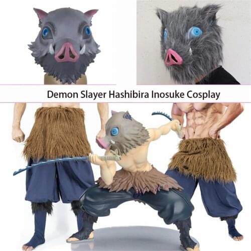 Demon Slayer Cosplay Kimetsu No Yaiba Hashibira Inosuke Cosplay Outfit Pants Halloween Costume Pig Head Mask