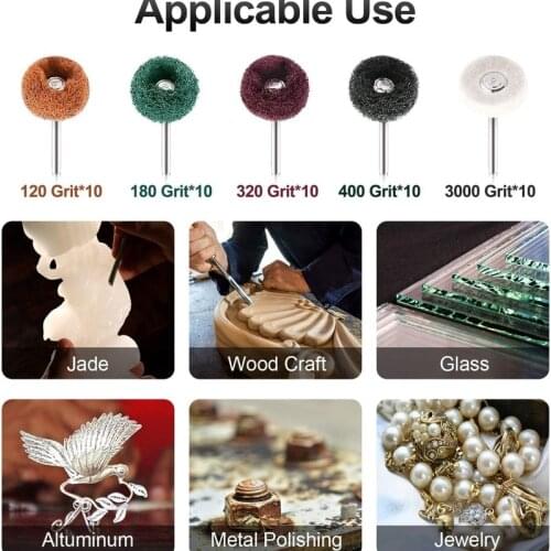GOXAWEE 50Pcs abrasive tools Abrasive Buffing Polishing Wheel for Rotary Tool dremel accessories Wheel with 1/8'' sanding bands