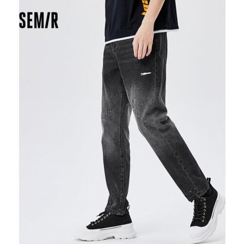SEMIR Jeans Men 2021 Summer New Comfortable Feet Trousers Trend Hole Design Sense Pants Ins Trend Demin Pants Man