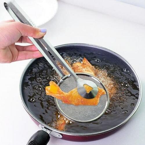 Hot Multi-functional Filter Spoon With Clip Food Kitchen Oil-Frying Salad BBQ Filter Strainer Eco-Friendly