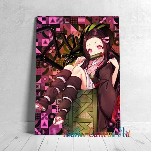 Canvas Anime Nezuko Demon Slayer Pictures Home Manga Decoration Paintings Poster HD Prints Wall Art Modular Living Room Framed