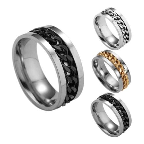 Party Favor titanium steel chain ring creative wedding engagement rings band Valentines Day gift fill bag presents Size 6-12