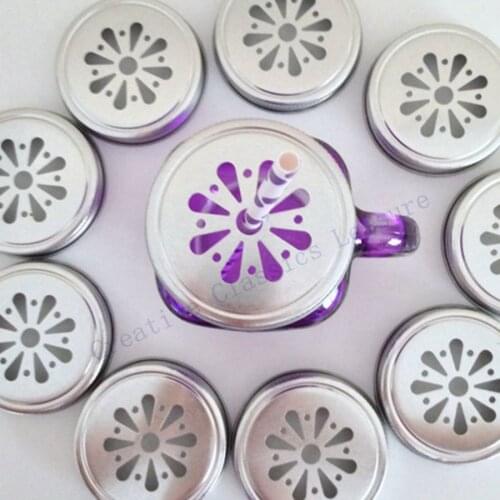 50 Daisy Cut Mason Jar Lids , mason jars and straws are NOT included ,Metal Kids Drinking glass Lids for Straws wholesale