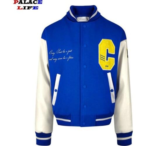 Patchwork PU Leather Jacket Men Clouds Aircraft Embroidery College Varsity Jackets Womens Harajuku Fashion Baseball Coats Unisex