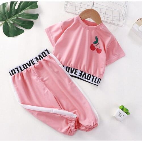 Summer Teens Girls Clothes Sports Suit For Kids Casual Children Clothing 2-12Y Toddler Girls Crop Tops Pants Sets Kids Clothing