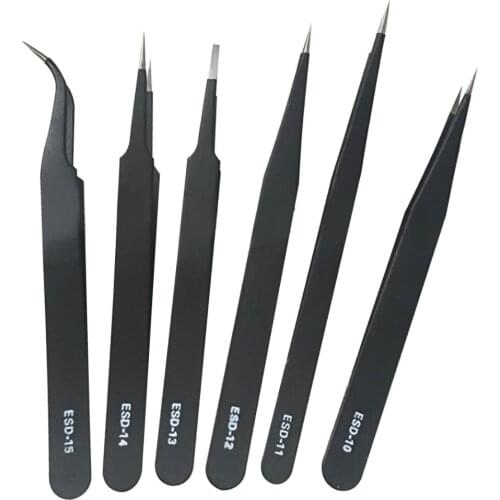 Mayitr 6PCS Anti-static Precision Eyelash Extension Tweezers Stainless Steel Lashes Tweezer For False Mink Eyelash Extension