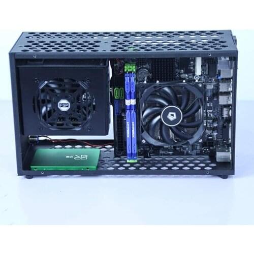 Computer Case Metal Mini ITX Mother Board PC Case Support SFX Power Supply Transparent Acrylic Side Panel