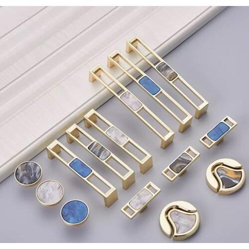 Metal Marble Shell Gold Furniture Cabinet Door Handle Drawer Pull Knob Room Kitchen