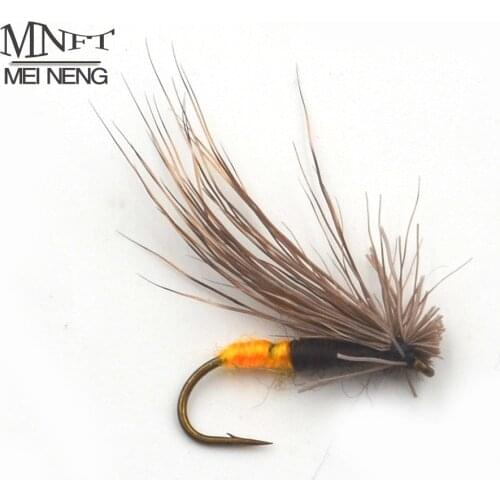 MNFT 10PCS Brown Hackle Dry Fly Caddies Fishing Trout Artificial Bait 10