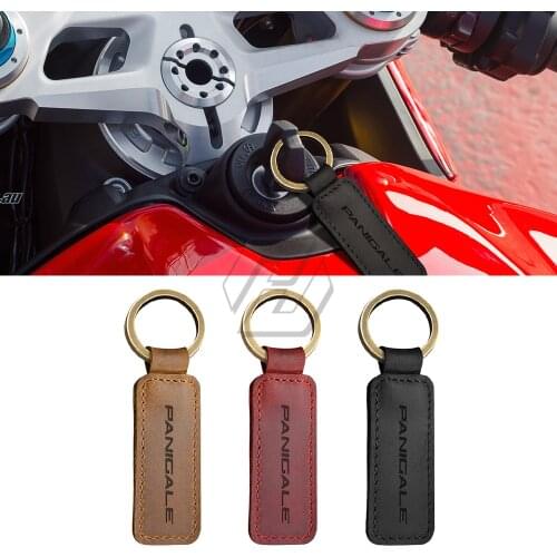 Motorcycle Keychain Cowhide Key Ring Case for Ducati 899 959 1099 1199 1299 Panigale V4 Key