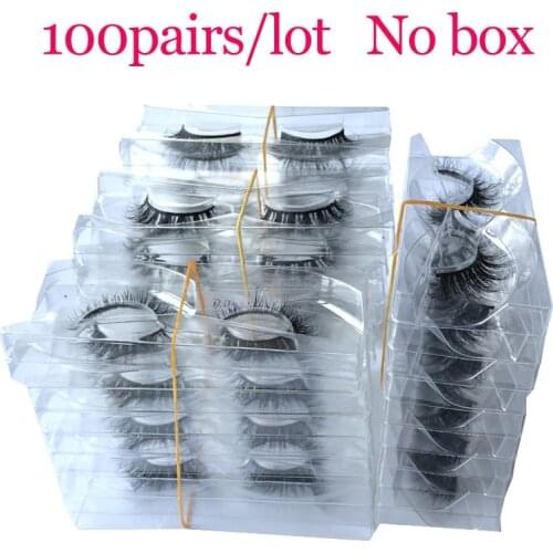 Wholesale 3D real mink lashes without Box 100 pairs only tray Mix styles Handmade cruelty free false mink eyelashes