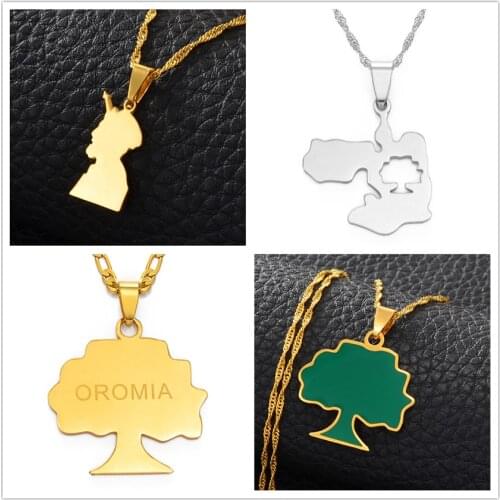 Anniyo Ethiopia Oromia Pendant and Necklaces for Women Men Oromo Necklaces Jewelry Gifts #151021