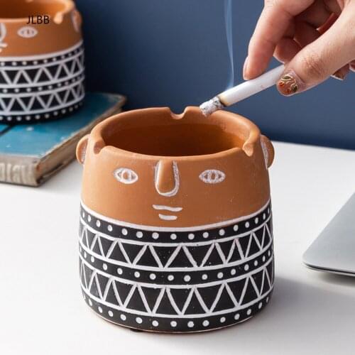 Cement Ashtray Creative Personalized High capacity Ashtray Desktop human face Ornament Desktop Funny Ashtray Home decor gift