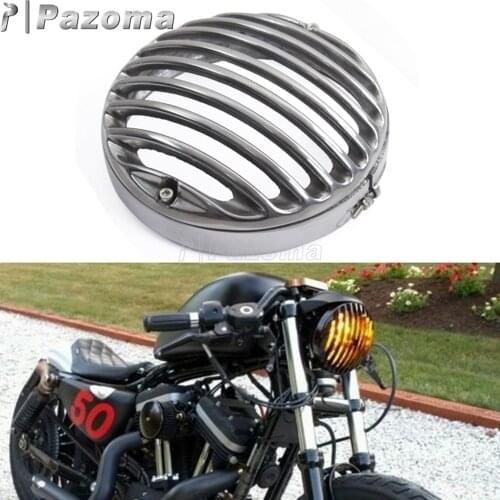 Polished Motorcycle 4.5 inch Headlight Grill Cover Aluminum Motor Head Light Guard Protector for Harley Custom Cafe Racer