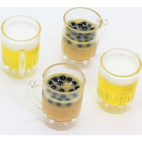 10/20pcs 3D Kawaii Resin Beer Mug Milk Tea Cup Simulation Miniature Art Flatback Cabochon For DIY Craft Decoration