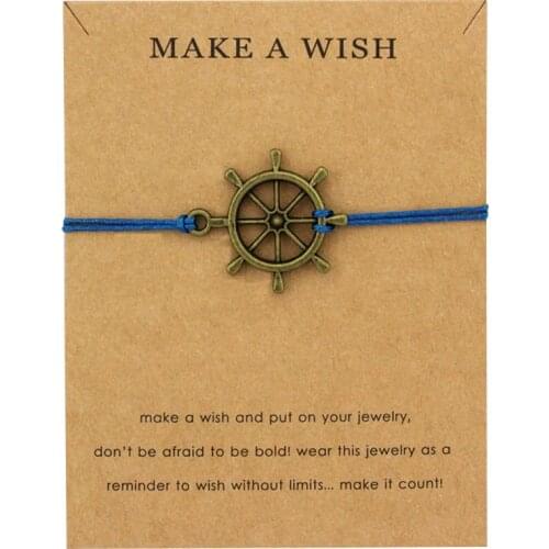 Rudder Sailing Compass Adjustable Bracelets Cross Arrow Fish Hook Charms Women Men Boys Girls Unisex Fashion Card Jewelry Gift