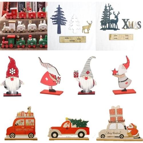 Christmas Wooden Train Ornament Decoration Home Xmas Santa Claus Gifts For Kids Toy Navidad Happy New Year 2022 Party Supplies