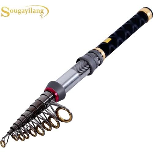 Sougayilang 1.3-2.4m Mini Fishing Rod Portable Telescopic Pocket Spinning Fishing Rod Carbon Fiber Rod De Pesca