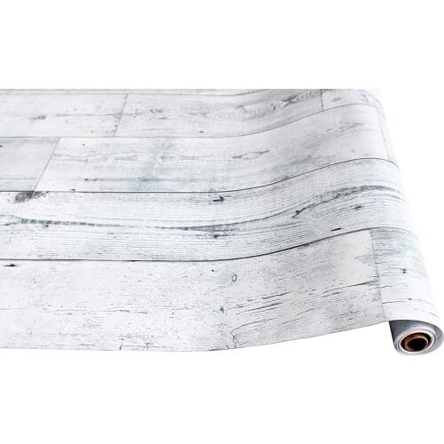 Non Residue Peel and Stick Wood Shiplap Plank Self-Adhesive Light Grey White Blue Distressed Removable Wallpaper