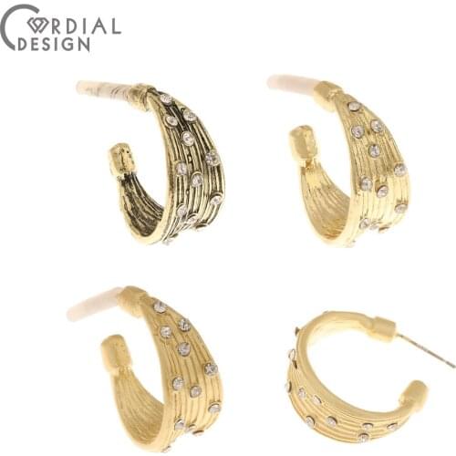 Cordial Design 50Pcs 19*22MM Jewelry Accessories/Hand Made/DIY/Hooks Shape/Rhinestone Earring Stud/Jewelry Findings & Components