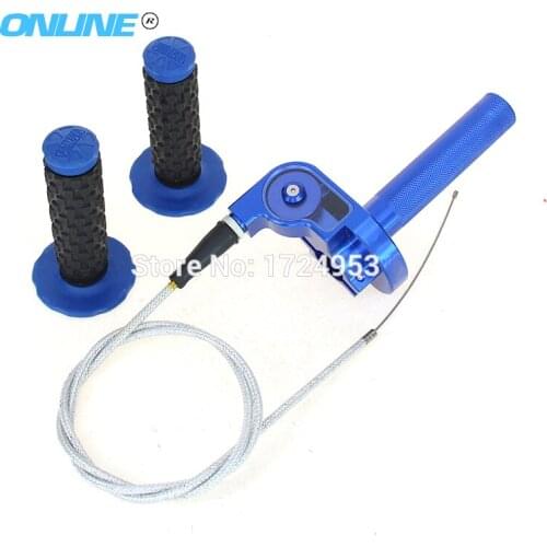 Blue 7/8" RUBBER TWIST THROTTLE GRIPS CABLE FOR ATV PIT DIRT BIKE QUAD 22MM HANDLEBAR