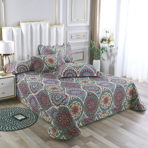 3Piece Bohemia Paisley Pattern Queen Size 98x98" Quilted Bedspread soft Lightweight Coverlet sets 1 bed cover and 2 Pillow Shams