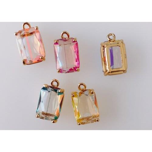 Diy glass mixed color pendant earrings jewelry accessories pendant handmade materials