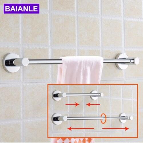 BAIANLE Bathroom Telescopic Towel Bar Stainless Steel Bath Wall Shelf Rack Hanging Towel Hanger Contemporary Style