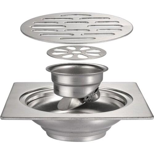 Thick Stainless Steel Anti-Odor Square Floor Drain Waste Drain Cover Hotel Bathroom Shower Drain 100X100mm