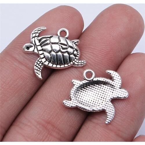 WYSIWYG 10pcs 20x13mm Antique Silver Color Sea Turtle Charms Pendant For Jewelry Making DIY Jewelry Findings