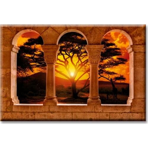 Sunset landscape poster series Wall Art Oil Painting On Canvas Printed Painting Pictures Decor painting large living room