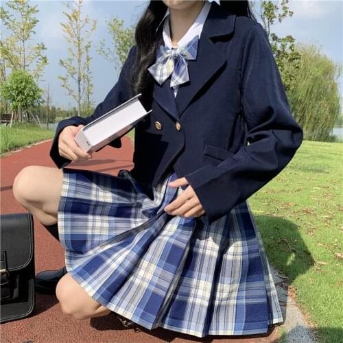 Women Sets Japanese Sweet Soft Girly JK Uniform Kawaii Women Suit Autumn Winter Preppy Style Notched Collar Long Sleeve