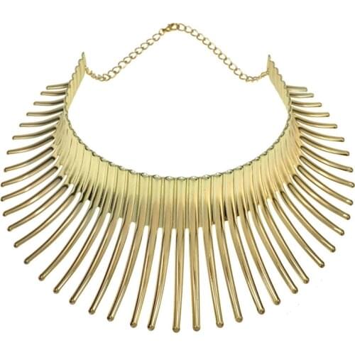 Womens Big African Necklace Indian Style Bending Alloy Big Thorn Statement Collar Choker