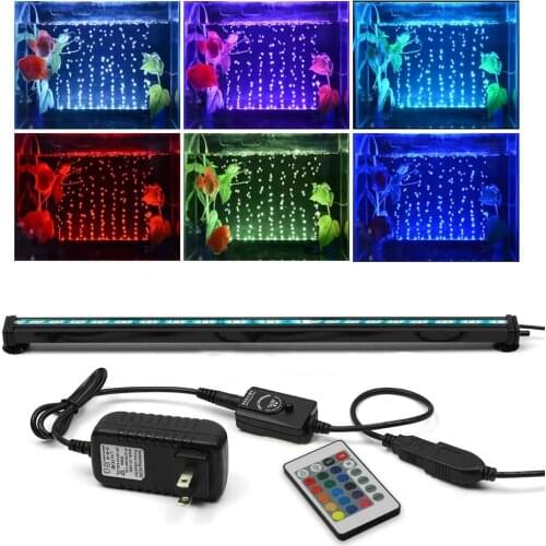 1 Pcs Aquarium Fish Tank LED Aeration Bubble Light Remote Control RGB Diving Under IP68 Bright Colorful Lights