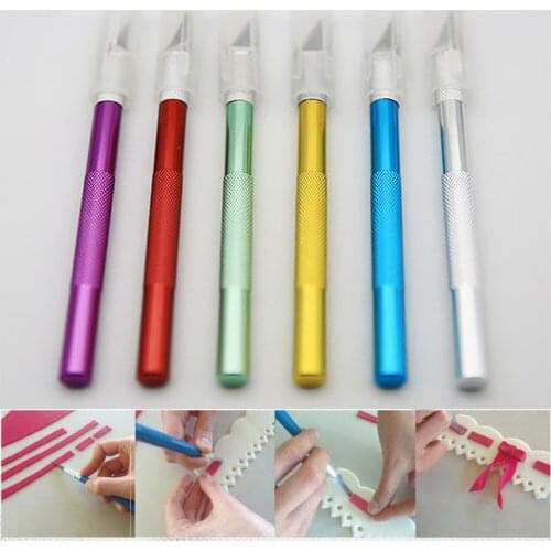 1 Pc Multi-color Engraving Cutter With 6Pcs Blade Metal Non-Slip Handle Knife Scalpel Sculpture Carving Knife Cutting Paper