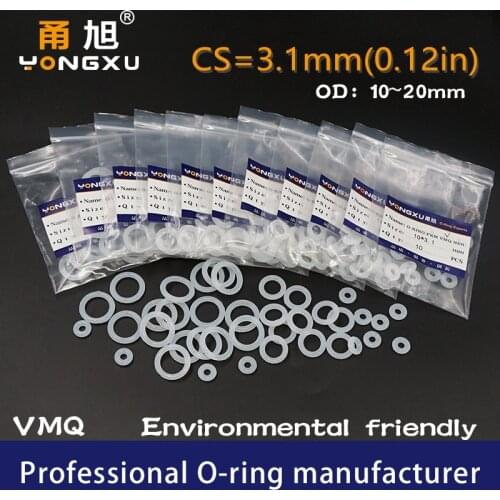10PCS/lot Silicon O-ring Silicone CS3.1mm Thickness OD10/11/12/13/14/15/16/17/18/19/20*3.1mm O Ring Seal Rubber Gasket Rings