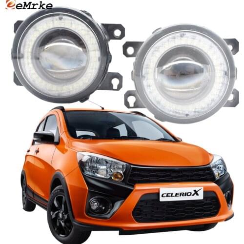 2 Pieces Car LED Lens Fog Lights Assembly Angel Eye DRL Daytime Runinng Light Lamp for Suzuki Celerio X 2017 2018 2019 2020