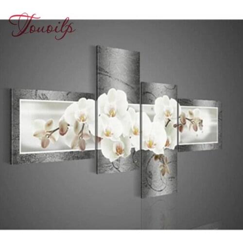 4 pcs set Magnolia orchid 5d Diy diamond painting flower multi full square diamond drill 3d diamond embroidery cross-stitch
