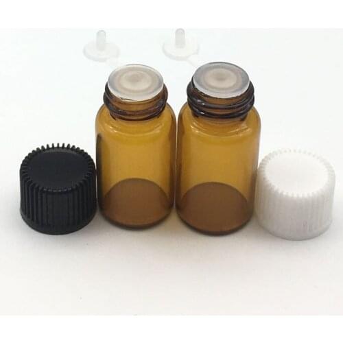 5pcs Small Amber Glass Bottle With Pull Orifice Rducer Screw Cap Mini Empty Wishing 3ml Vials