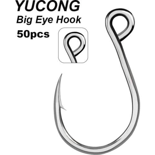 YUCONG 50PCS High Carbon Steel Fishhooks 6#-11/0# Big Game Crank Hooks Jigging Fishing Hook Inline Barbed Circle Hooks Sea Pesca