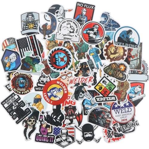 50pcs Welding Worker Sticker Cartoon Graffiti Sticker Luggage Skateboard Sticker