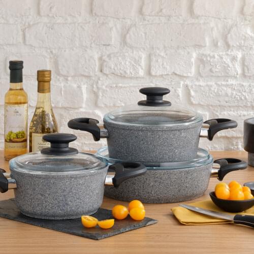 3 pcs Hot Pot Gray pots and pans induction high-grade hot pot pan cookware stainless steel kitchenware cookware set cooking